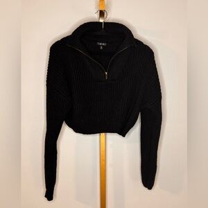 Black Cropped Knit Sweater